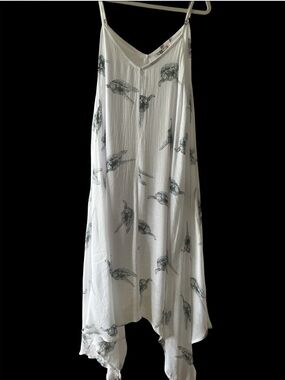 India Boutique White Sea Turtle Print Asymmetrical Dress - One Size OS